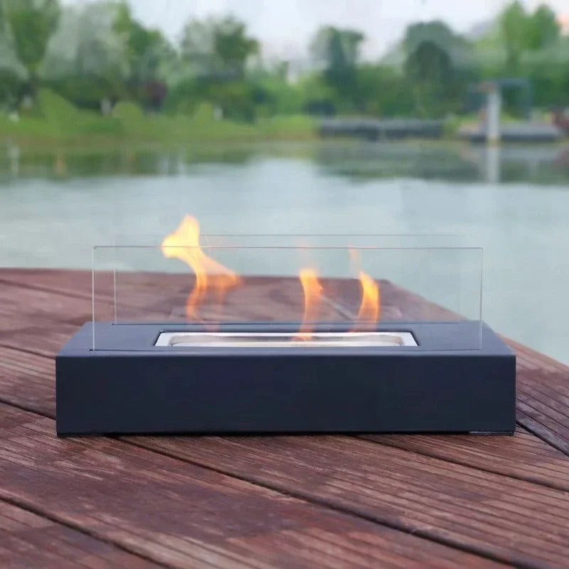 FlameGlow bioethanol table fireplace - Portable & stylish for indoors & outdoors