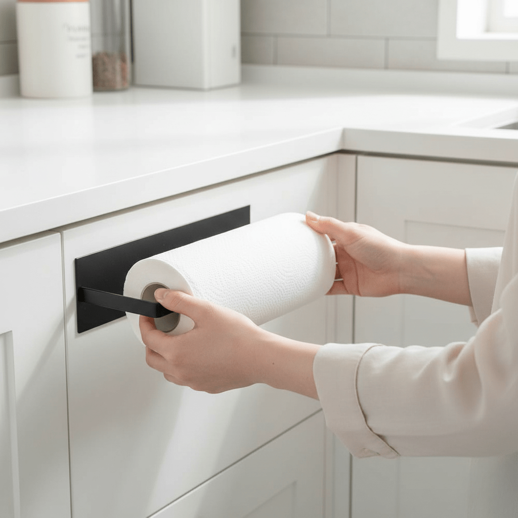 NEATHOLD MOUNT – Robust paper towel holder with iron construction, easy to install