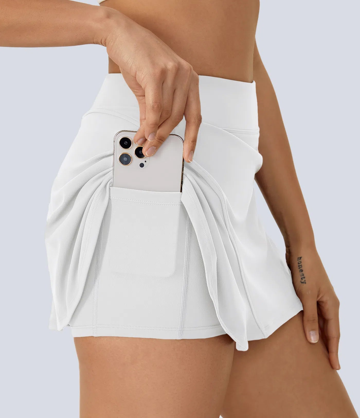 COURTLINE - 2-in-1 tennis skirt with concealed side pockets & flat waistband