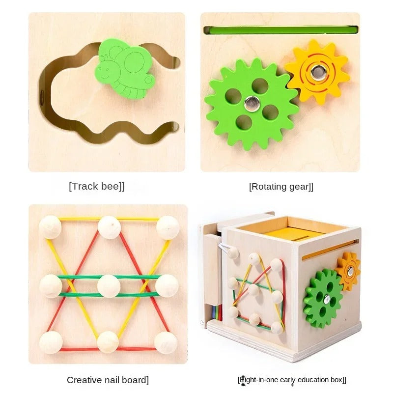 ActivityCube - Montessori toy box with 8 learning activities for babies