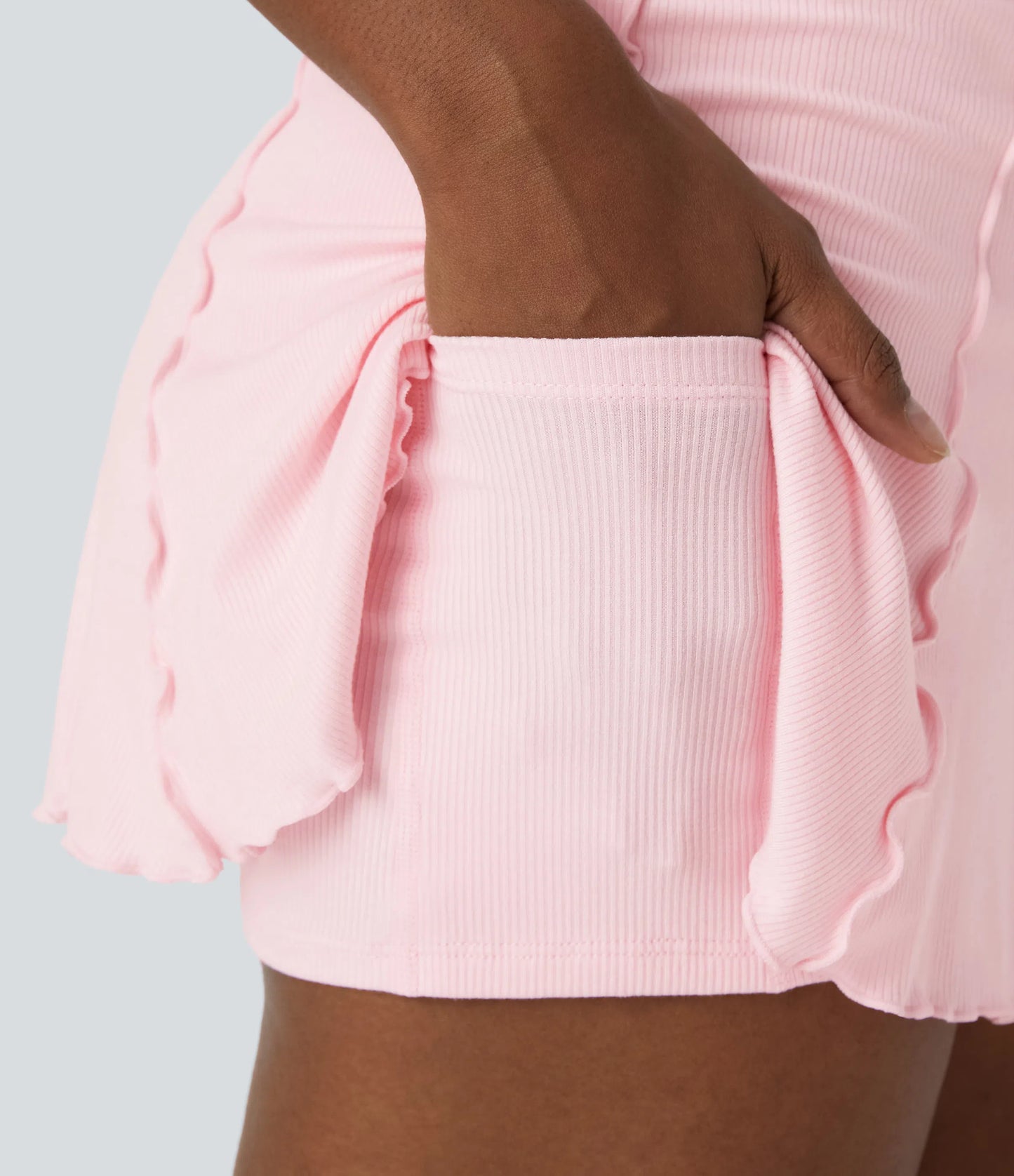 RIBBEDKNIT - Feminine 2-in-1 tennis skirt with playful flounce hem