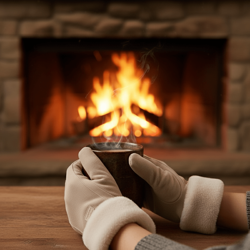 COZELLE – Gants à écran tactile en daim épais pour les jours froids