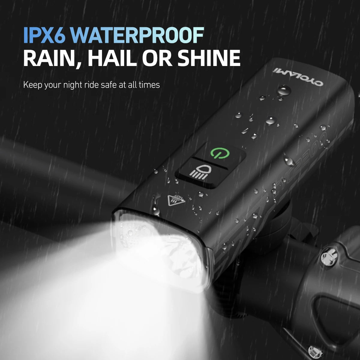 NIGHTRAY 2000 - Powerful LED bike light with 2000 lumen & IPX6 water protection
