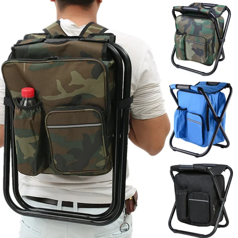 CAMOCHAIR PACK - 3-in-1 camouflage rucksack with folding chair & cooler compartment