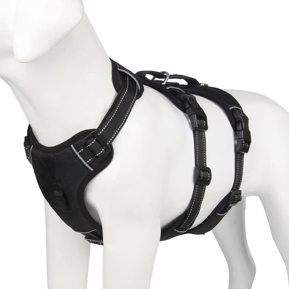 Variant image for Hundegeschirr Gepolstert Schwarz Größe M Nylon Sicherheitsgeschirr Hund Anti-Zieh Design-2