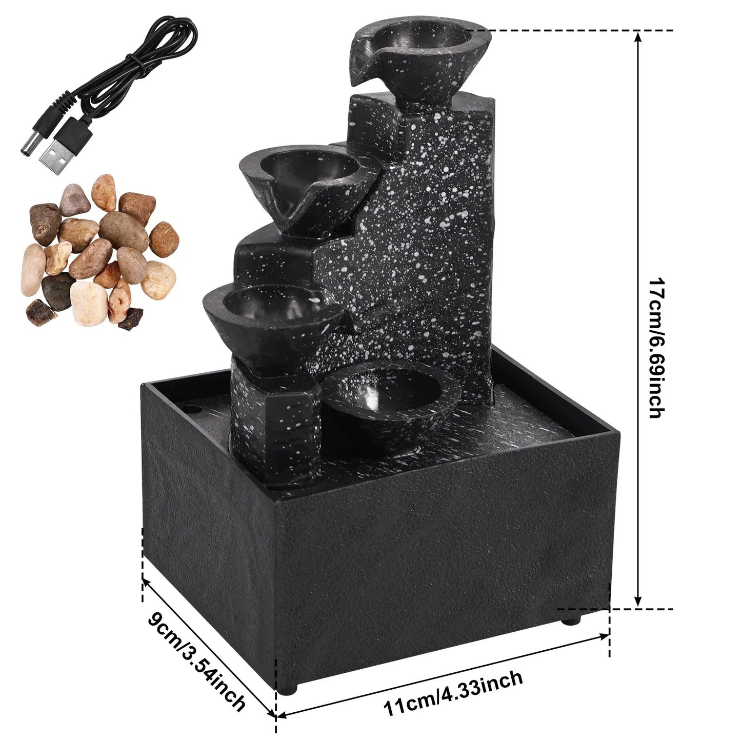 Fuente de cascada – Calmante y compacta para una atmósfera relajante