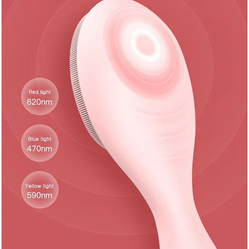 Glowpure - Electric facial cleanser with LED light & 42 °C heat technology | Silicone skincare device with sound vibration