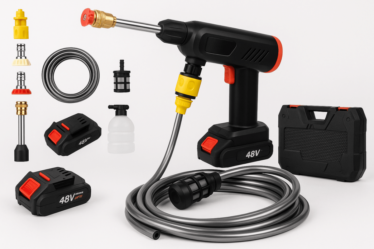 Cordless Power Washer - Portable pressure washer with rechargeable battery for car, garden & more