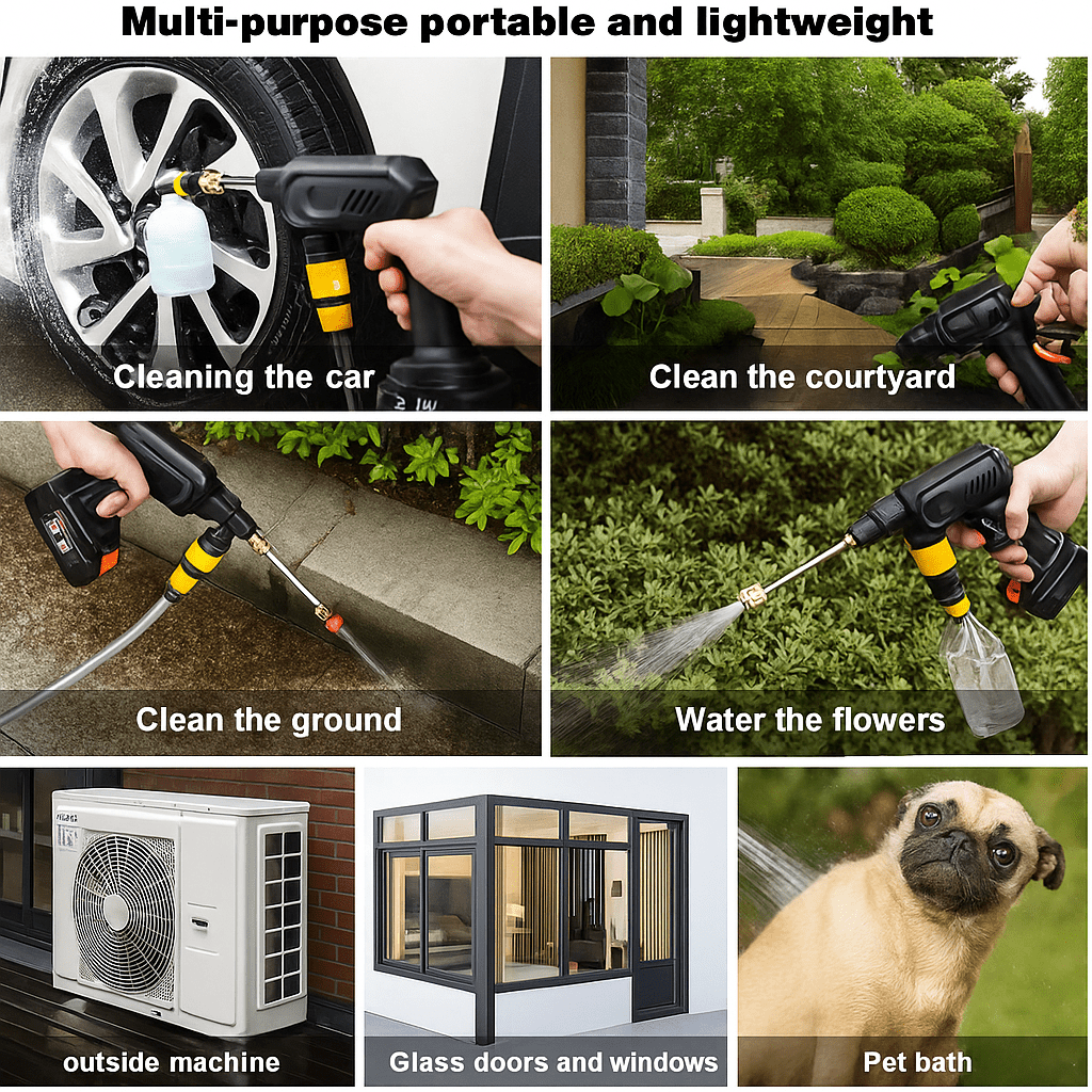 Cordless Power Washer - Portable pressure washer with rechargeable battery for car, garden & more