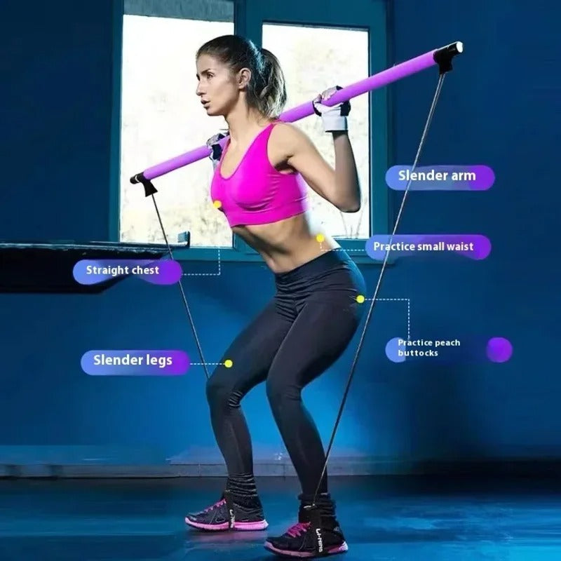 Set de barras Pilatescore – Equipo portátil de entrenamiento Pilates con bandas de resistencia