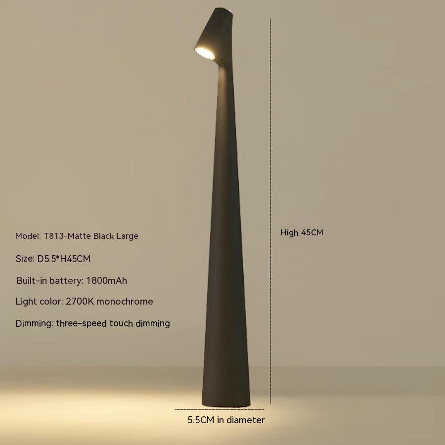 Kabellose Tischlampe Schwarz LED Größe M Metall und Glas-1