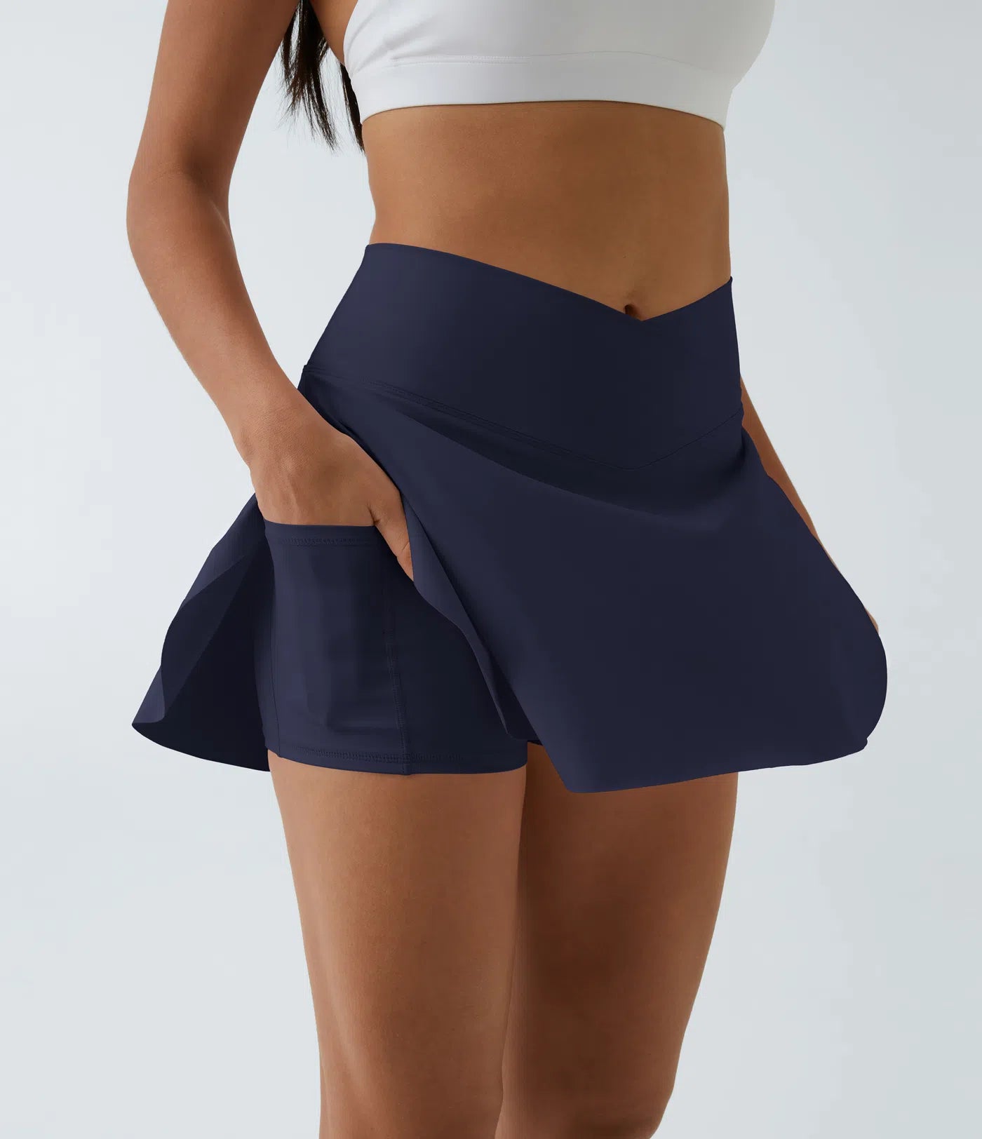 SOFTLYZERO LUCHTIGE ROK – Langer, luchtiger 2-in-1 sportrok met crossover tailleband & zijzak