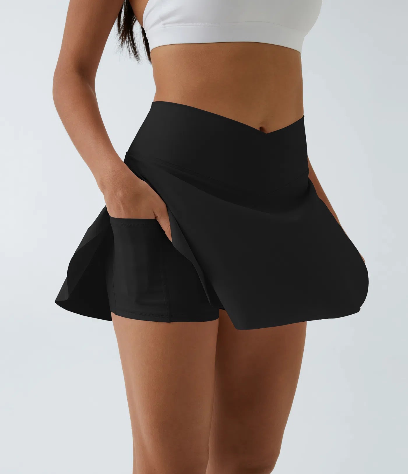 SOFTLYZERO LUCHTIGE ROK – Langer, luchtiger 2-in-1 sportrok met crossover tailleband & zijzak