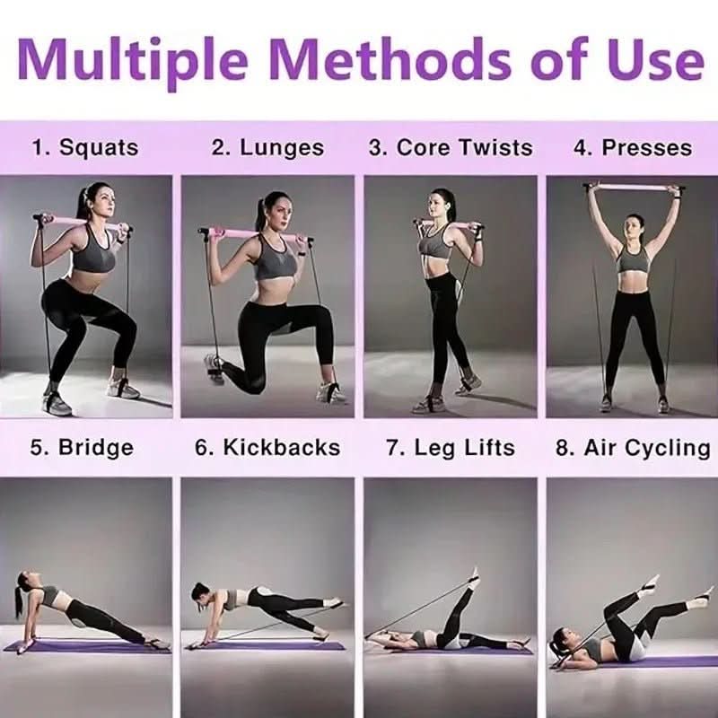 Pilatescore Bar Set - Portable Pilates training device with resistance bands