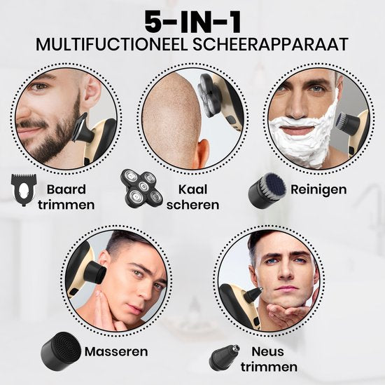 5-in-1 Rasierer Herren - Ergonomischer Rasierapparat mit Rasierklingen für Glatte Rasur-5