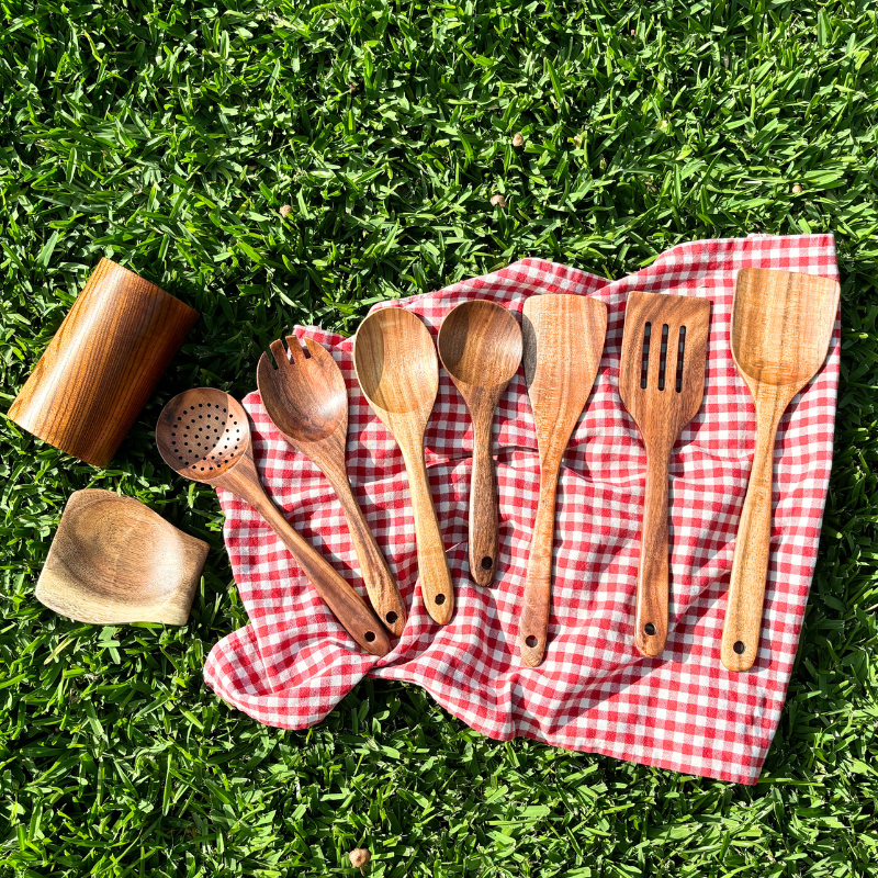 EcoTeak – Set de utensilios de cocina de madera sostenible