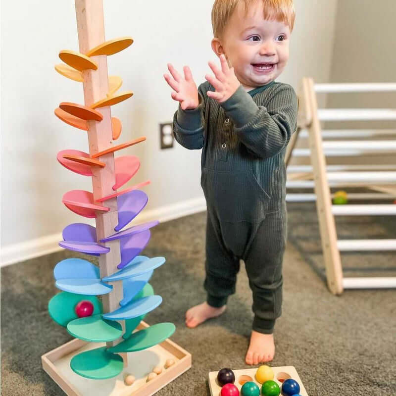 Houten marmeren toren - interactief zintuiglijk speelgoed voor de ontwikkeling van kinderen