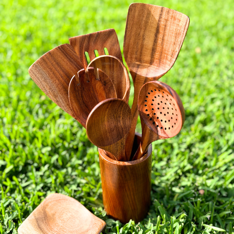 EcoTeak – Set de utensilios de cocina de madera sostenible