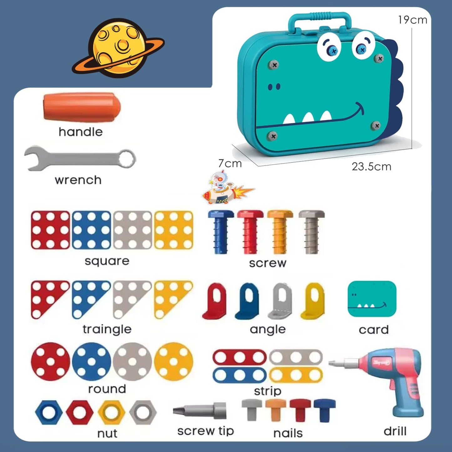 Set InnoCraft ToolPlay – Creatividad y aprendizaje para niños pequeños – 211 piezas