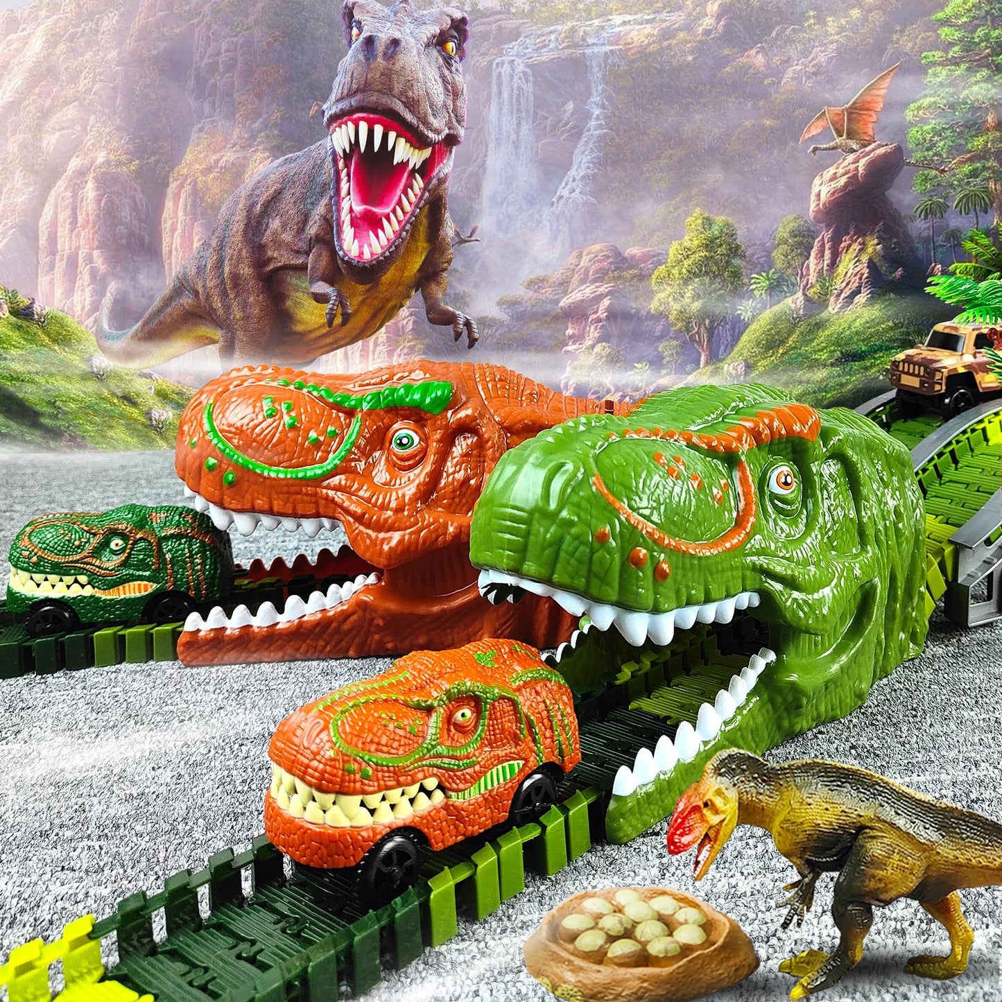 DinoTrack Express – Juego de trenes de dinosaurios interactivo para niños creativos a partir de 3 años