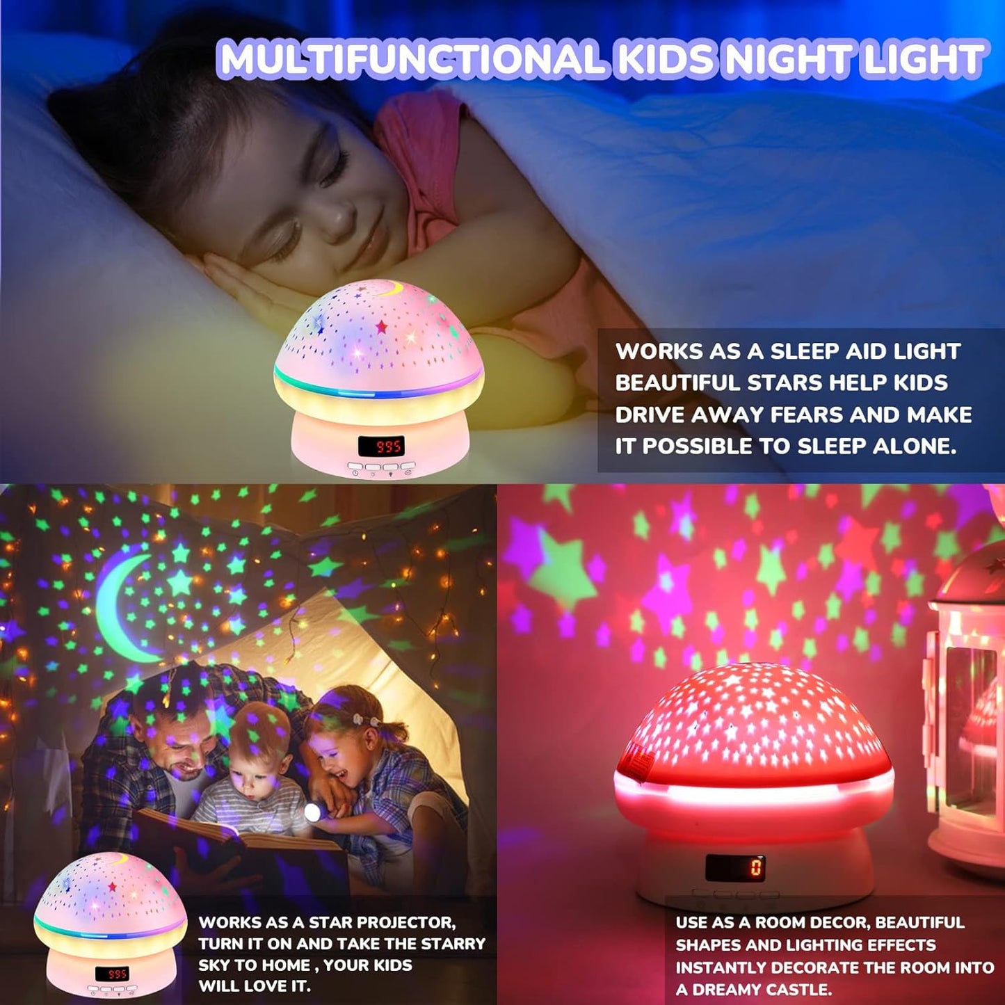 GlowLight – Proyector de estrellas mágico con 16 colores y función de temporizador