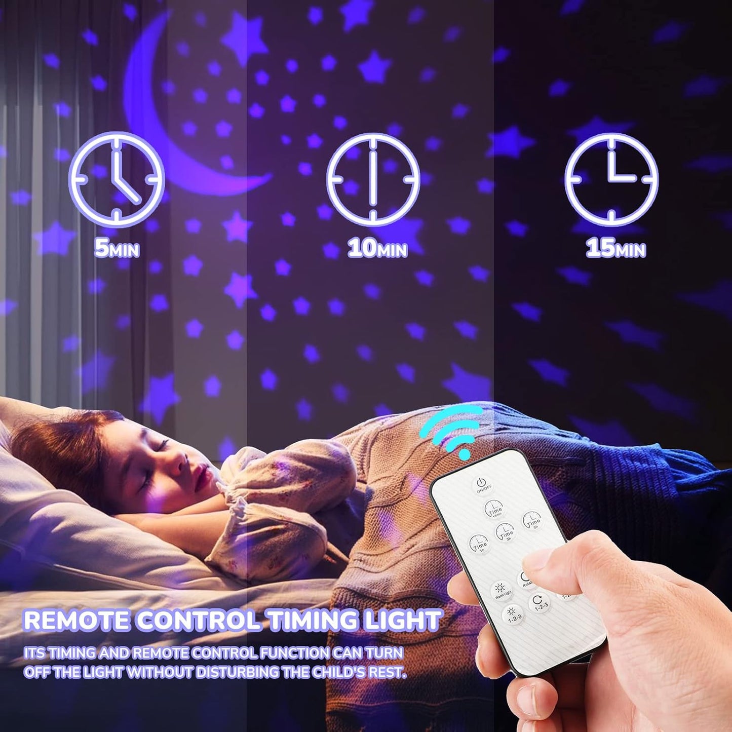 GlowLight – Proyector de estrellas mágico con 16 colores y función de temporizador