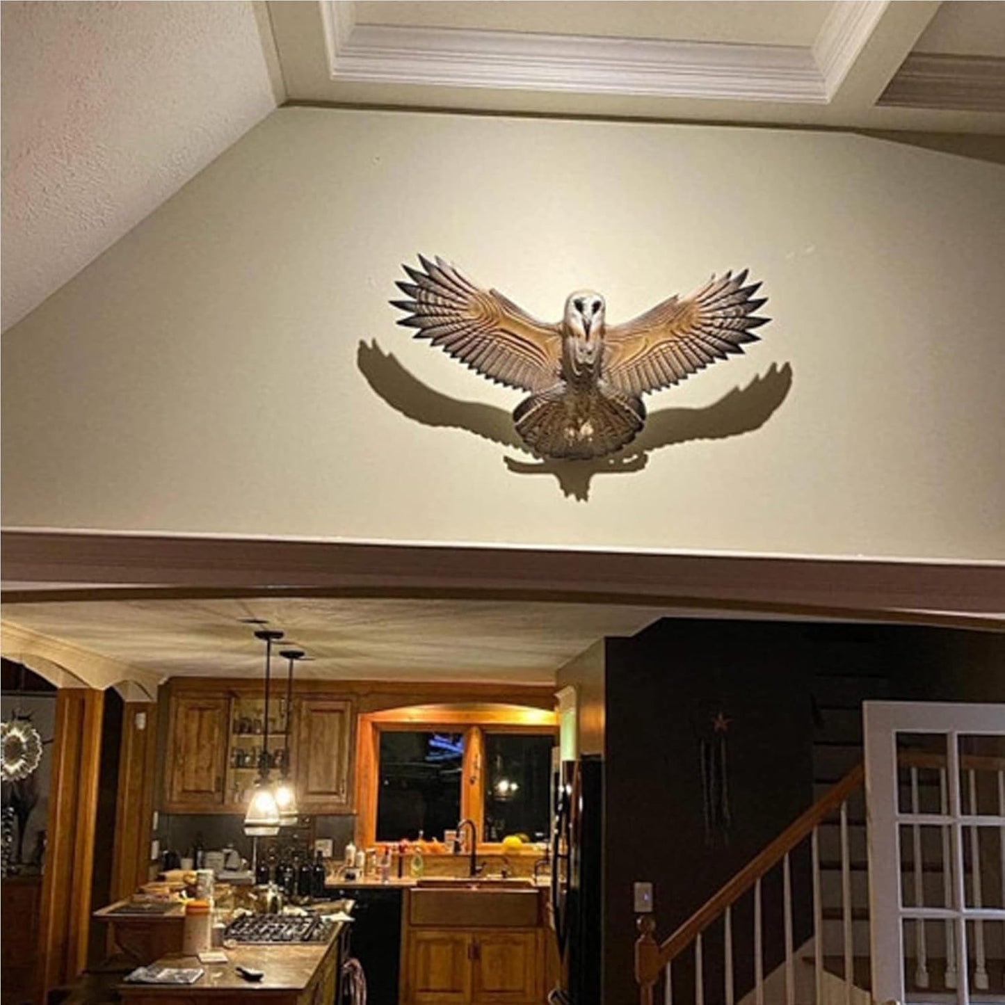 RUSTICOWL – Arte da parete con civette dal volto bianco in legno massiccio con finitura artigianale