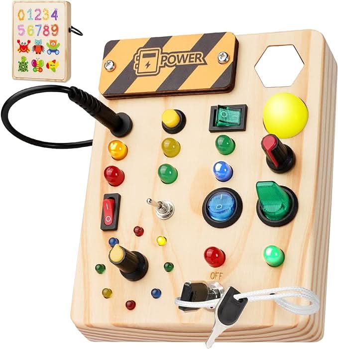 BRIGHTSTART BOARD - Montessori learning board with LEDs and switches for playfully developing motor and cognitive skills