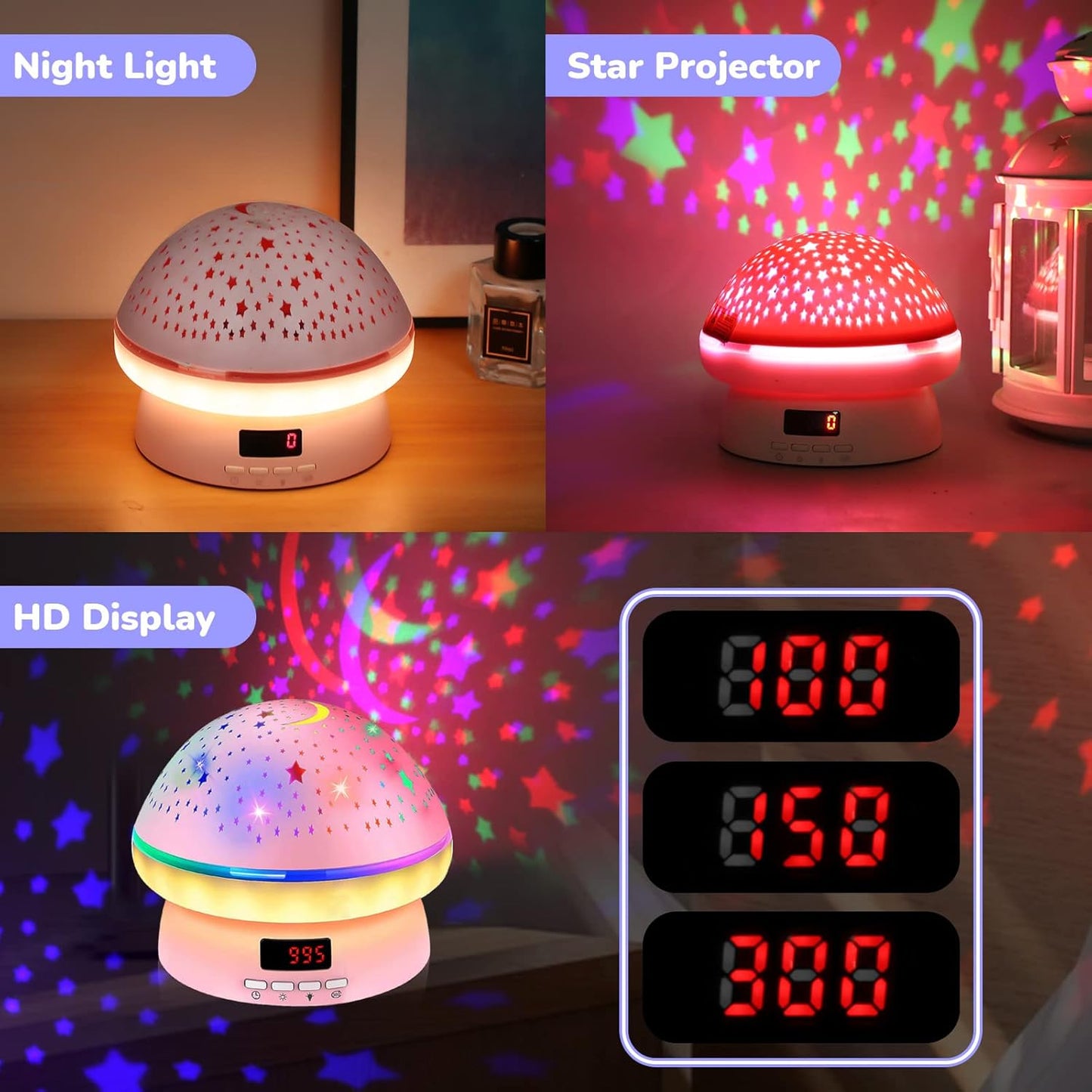 GlowLight – Proyector de estrellas mágico con 16 colores y función de temporizador