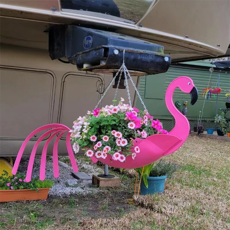 Hanging plant bowl - Colourful chicken design garden decoration