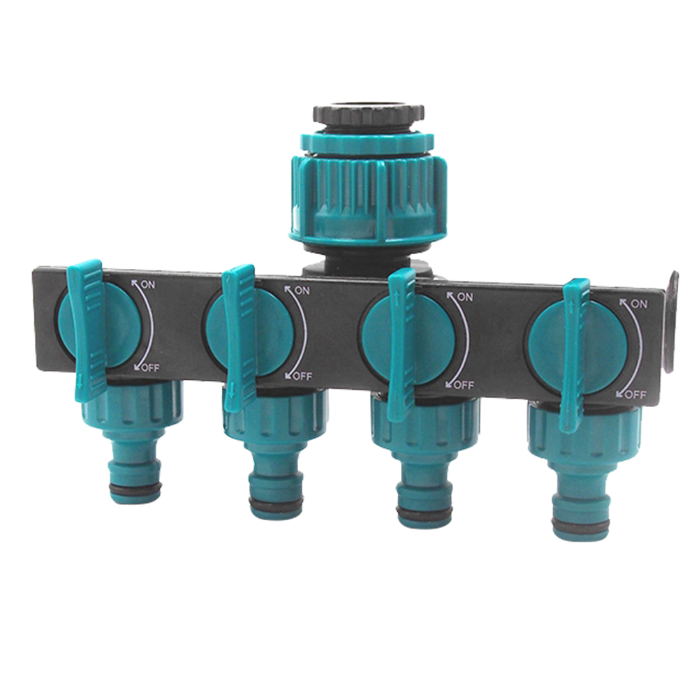 Distribuidor de manguera de jardín premium de 4 vías - Adaptador de grifo ajustable
