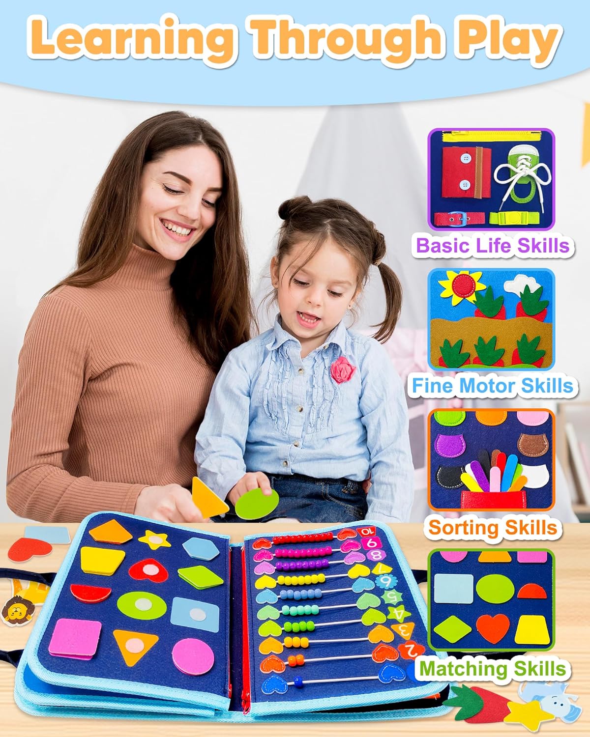 Interaktives blaues Spielbrett für Kinder - Lernen für die Kleinen lernen-4