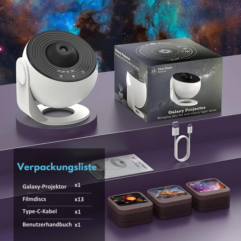 GalaxySky - HD starry sky projector with 13 galaxy discs