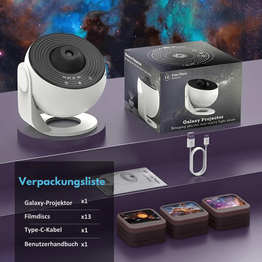 GalaxySky - Projecteur de ciel étoilé HD avec 13 disques de galaxie