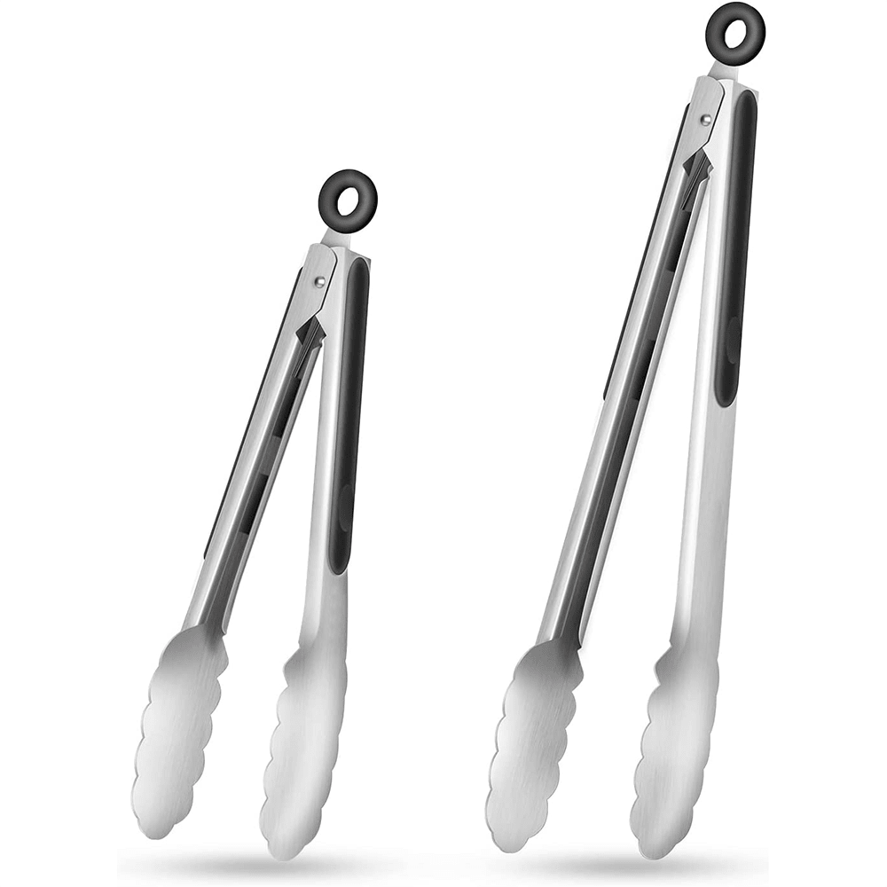 HAUSGOLD - High-Quality Stainless Steel Grill and Kitchen Tongs with Silicone Grip 22,86 cm & 30,48 cm