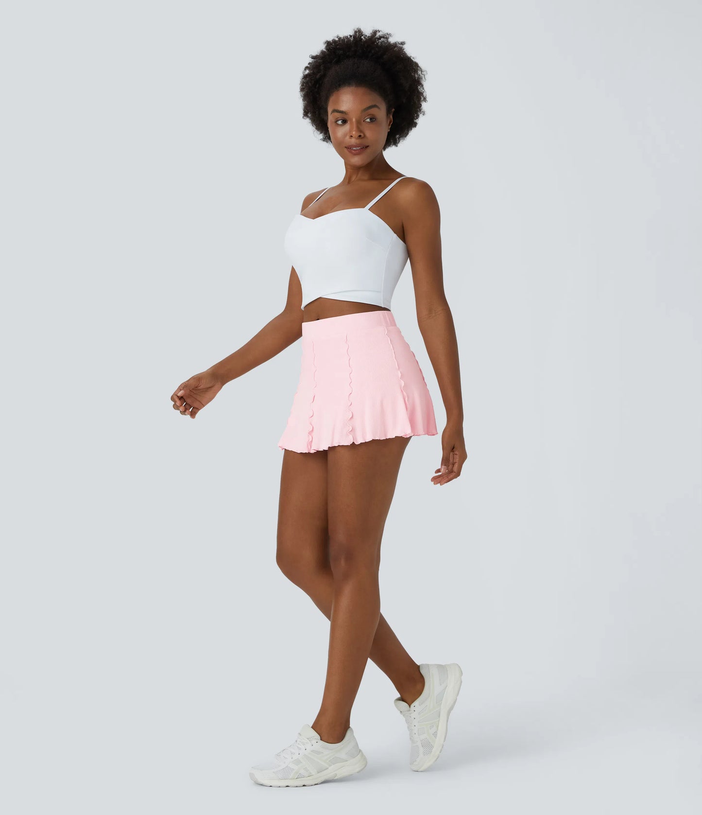 RIBBEDKNIT - Feminine 2-in-1 tennis skirt with playful flounce hem