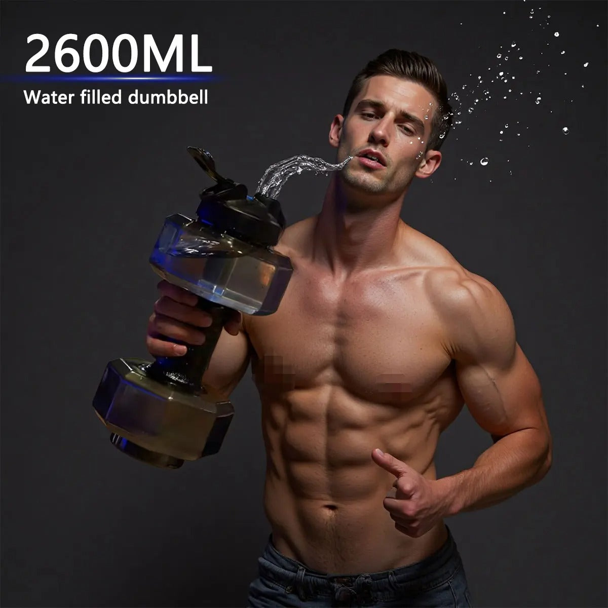 Hydraflex – Hantelhantel-Wasserflasche 550ml für Fitness & Alltag | 2-in-1 Design