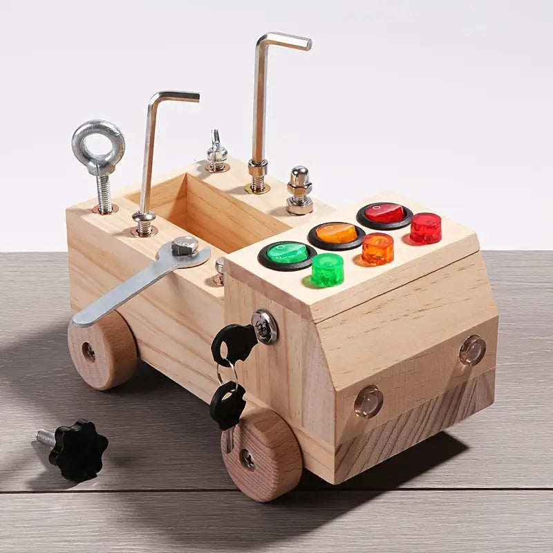 Montessori beschäftigtes Board - Leder und Spiel mit LEDs-6