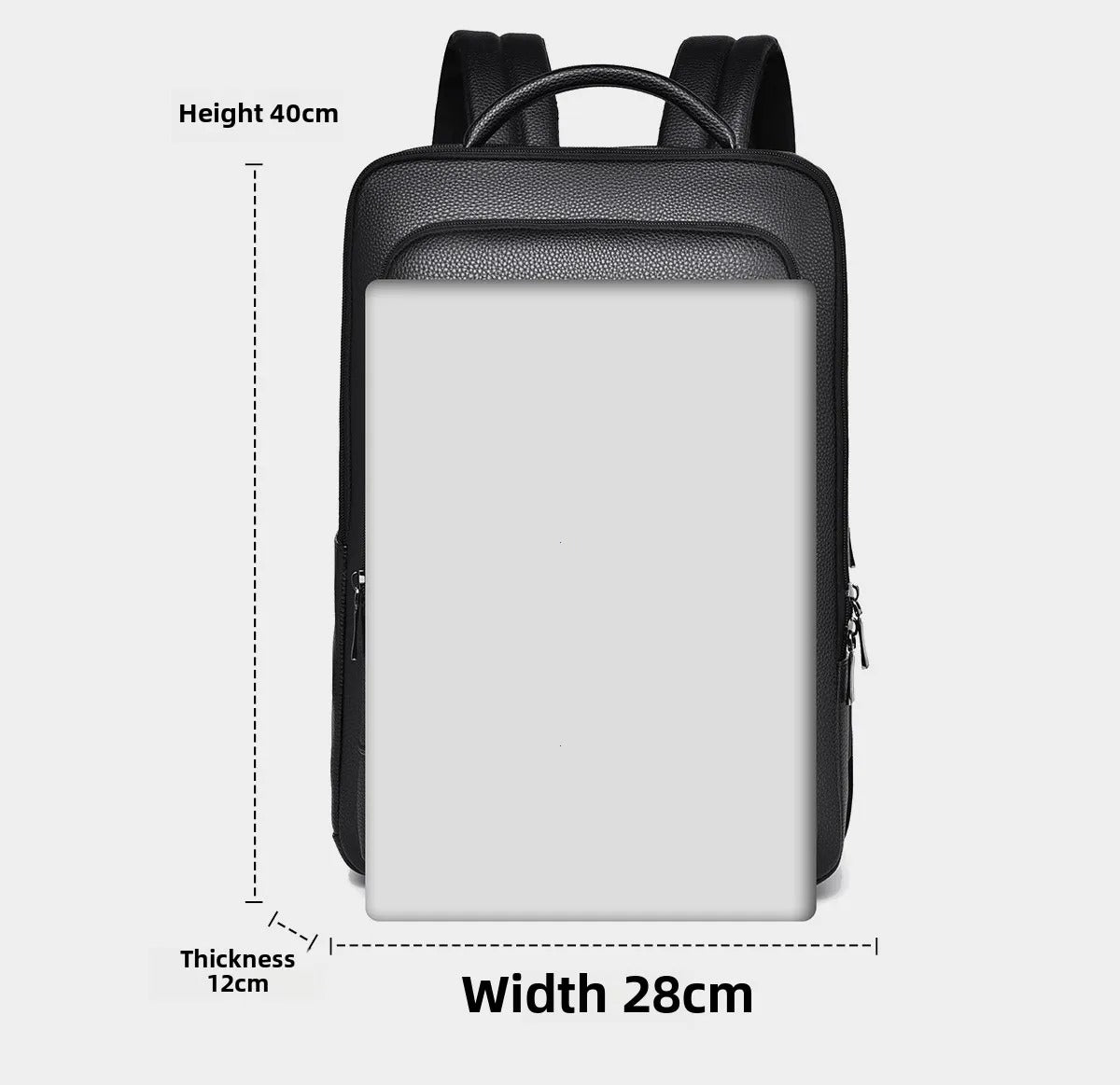Elegante mochila de cuero para mujer/hombre con conexión USB para portátil y uso diario, 15,6 pulgadas, negro