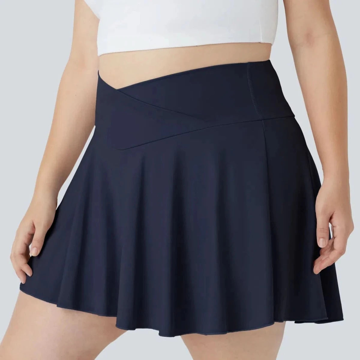 SOFTLYZERO – Lightweight 2-in-1 Tennis Skirt with Crossover Waistband & Pockets