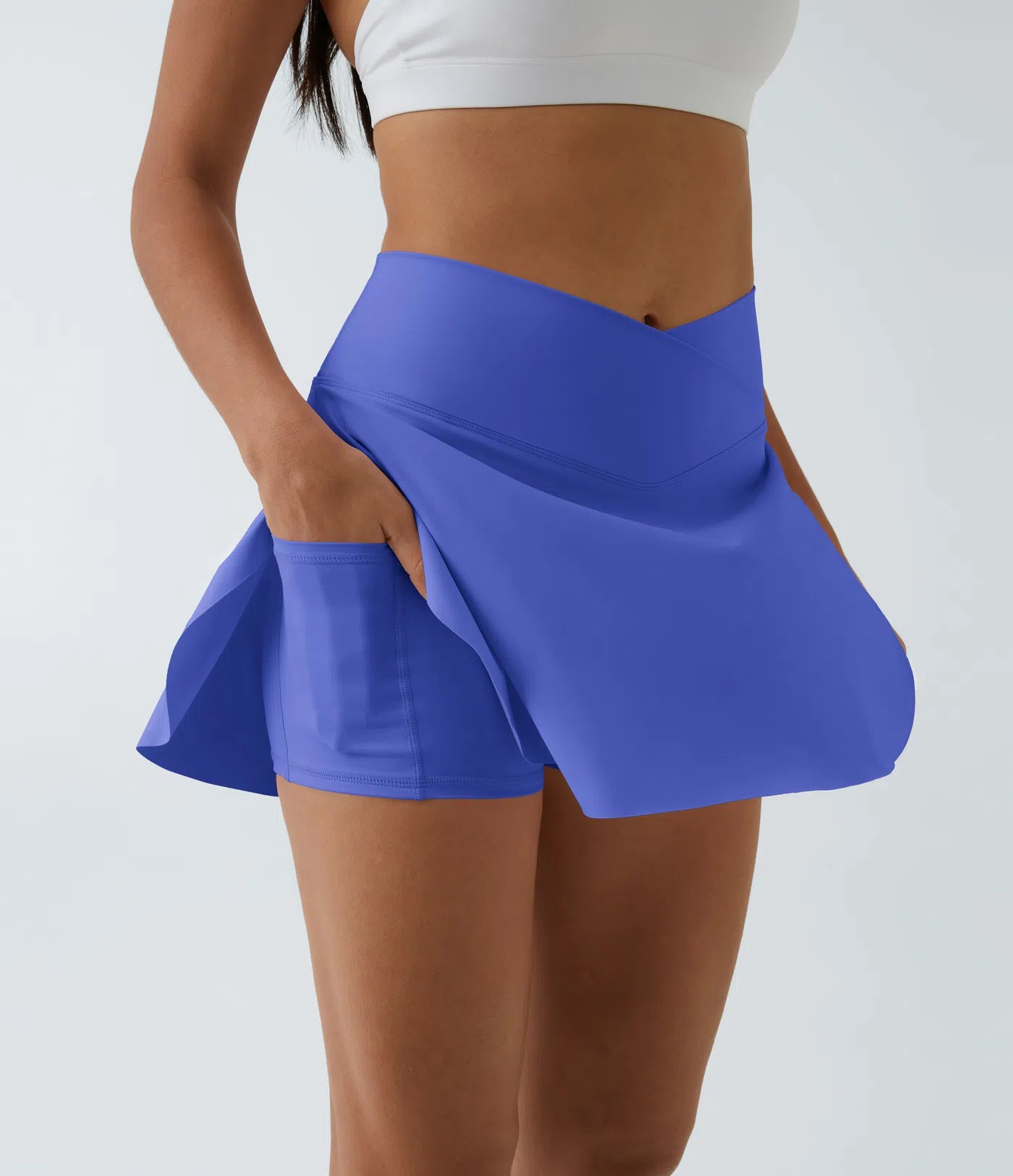 SOFTLYZERO LUCHTIGE ROK – Langer, luchtiger 2-in-1 sportrok met crossover tailleband & zijzak