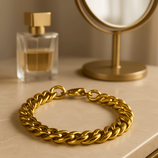 ARMBAND MIT GEPANZERTER KETTE – Verstellbare Eleganz aus Edelstahl im Punk-Stil 0