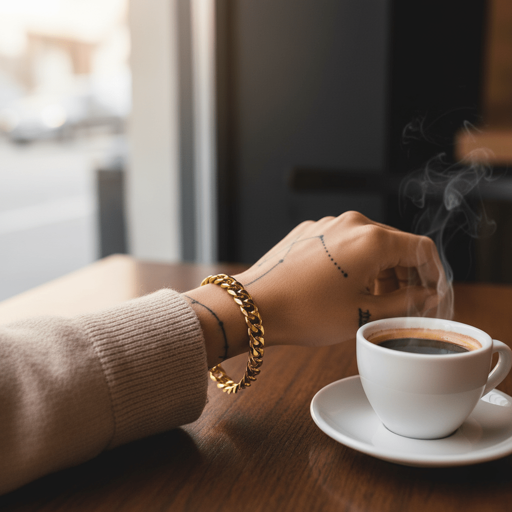 ARMBAND MIT GEPANZERTER KETTE – Verstellbare Eleganz aus Edelstahl im Punk-Stil 2