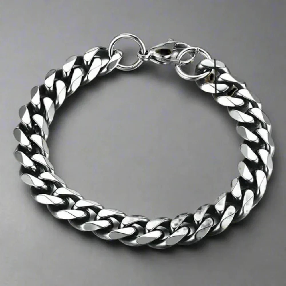 ARMBAND MIT GEPANZERTER KETTE – Verstellbare Eleganz aus Edelstahl im Punk-Stil 8