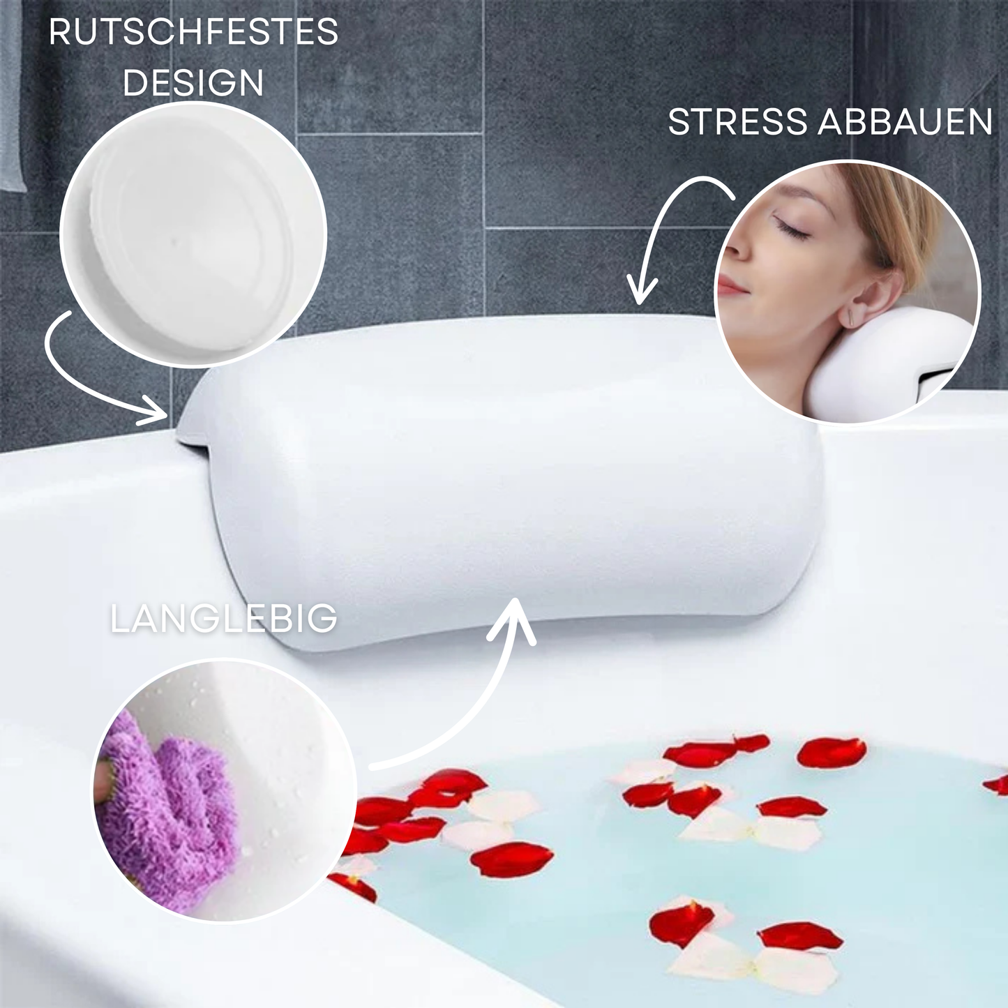 AquaCloud Premium bath cushion - Ergonomic & non-slip for relaxing baths