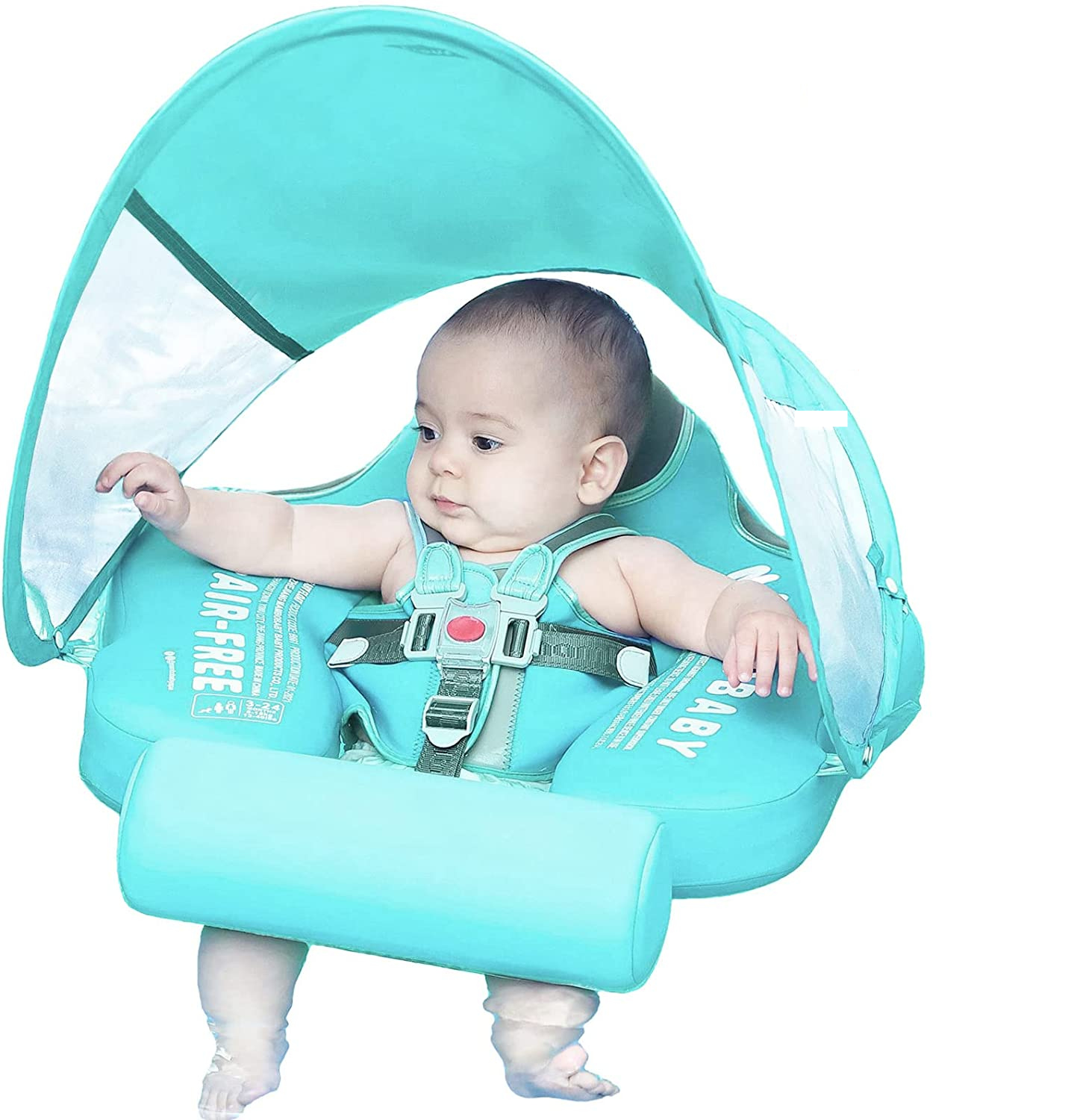 Baby zwemring met kap – babyschwemkring met zonbescherming & dierenmotief voor veilig spetteren in de zomer