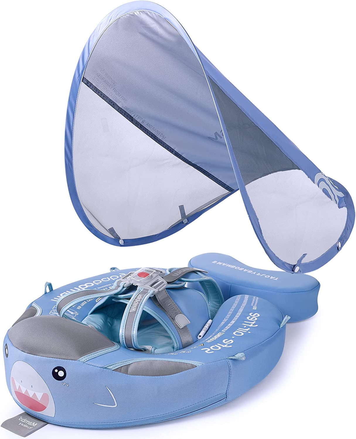 Baby zwemring met kap – babyschwemkring met zonbescherming & dierenmotief voor veilig spetteren in de zomer