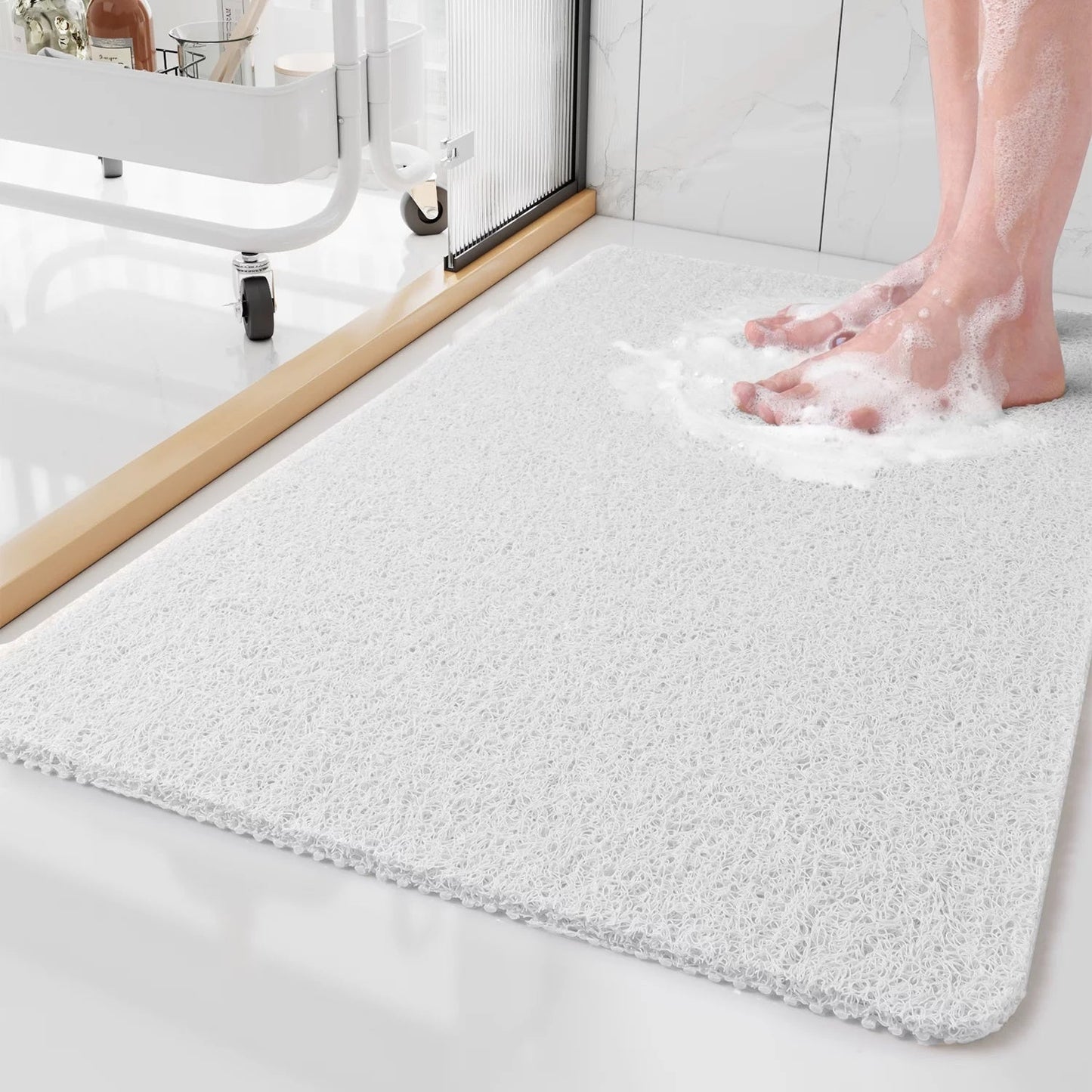 Aqualuxe Alfombrilla de Ducha – Alfombrilla antideslizante con sistema de desagüe higiénico y confort de spa