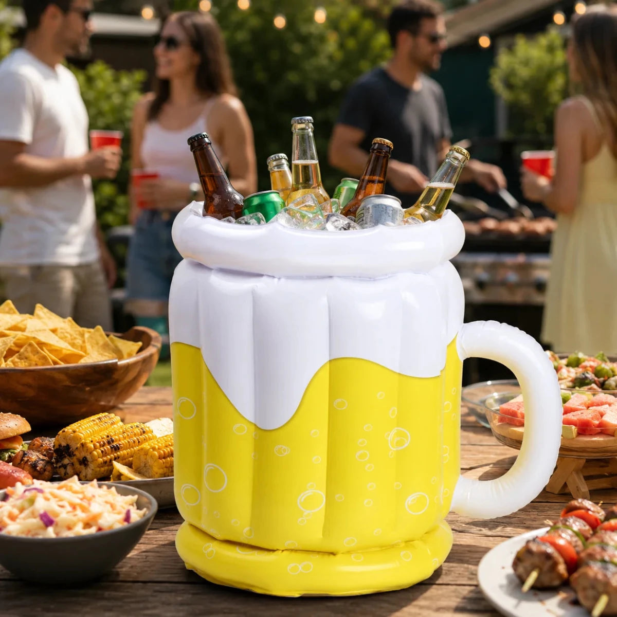 Aufblasbarer Bierkrug-Eiskübel – Tragbarer PVC Getränkekühler für Sommerpartys 2
