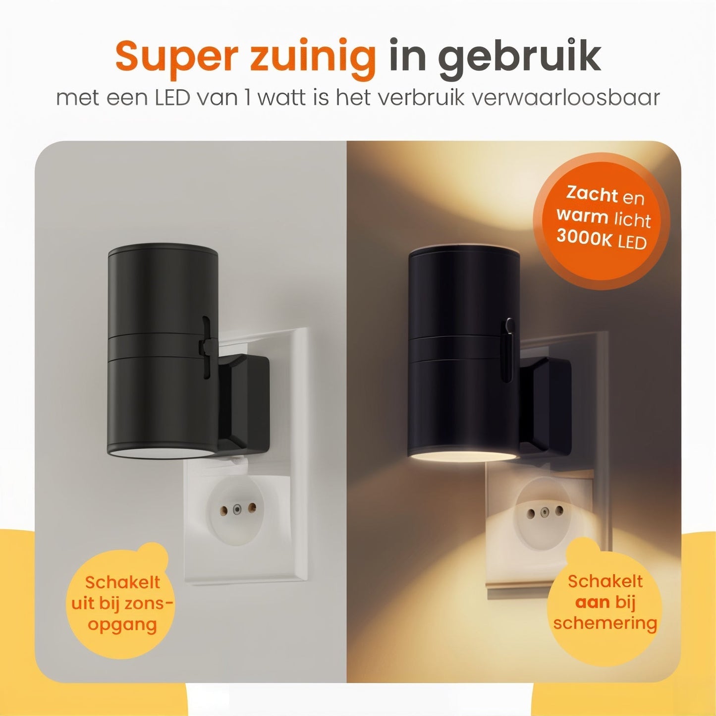 AURORA Night Light - Dimmable LED night light with day/night sensor for pleasant room lighting